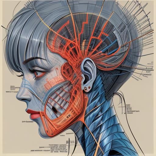 Detailed Human Body Blueprint Technical Drawing