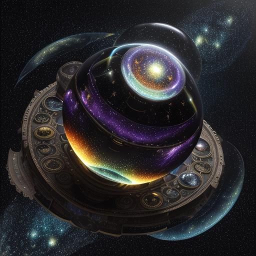 Galactic Abstract in Impasto Style Inside Glass Sphere