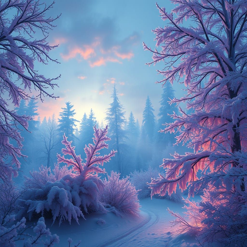 Mystical Winter Solstice Scene in Vibrant 8K Style