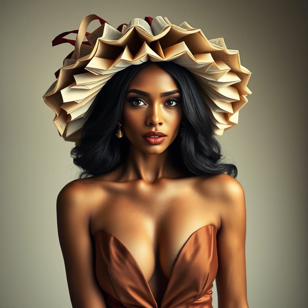 Editorial Portrait: Woman with Book Hat