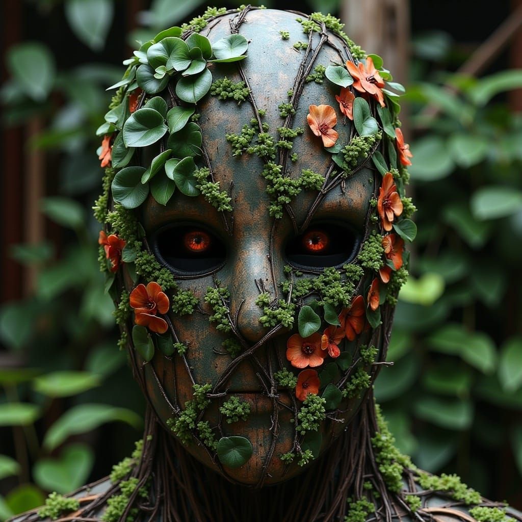 Nature Mask with Imposing Gaze in Cinematic Style
