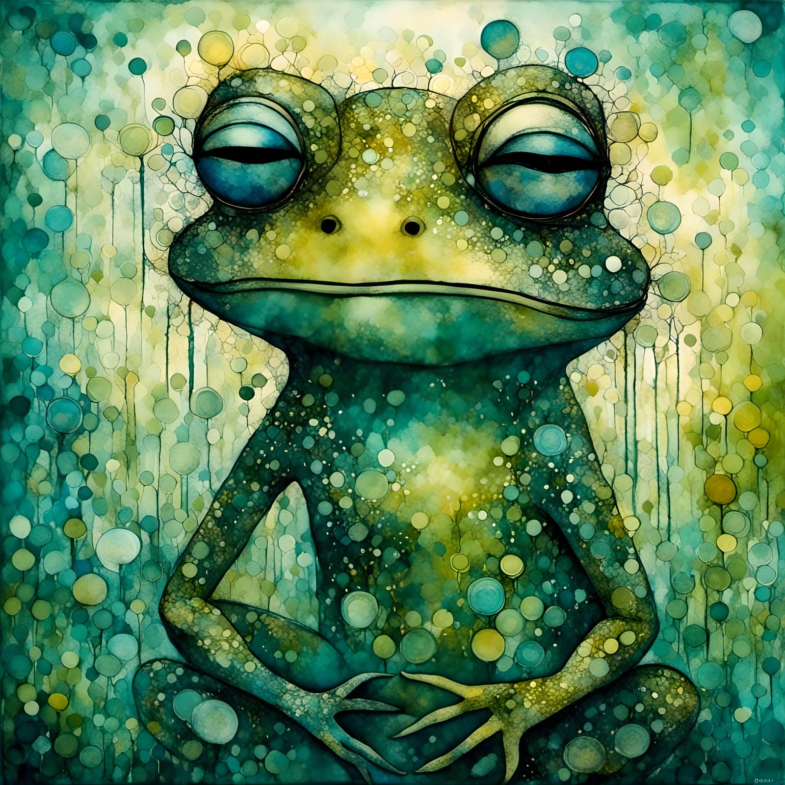 Liquid Ink Frog Illustration