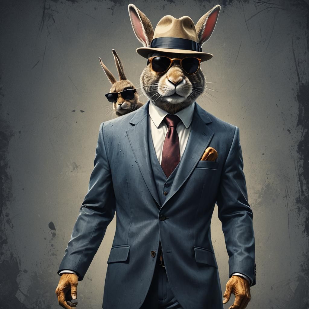 Gangster Rabbit in Digital Matte Painting Style