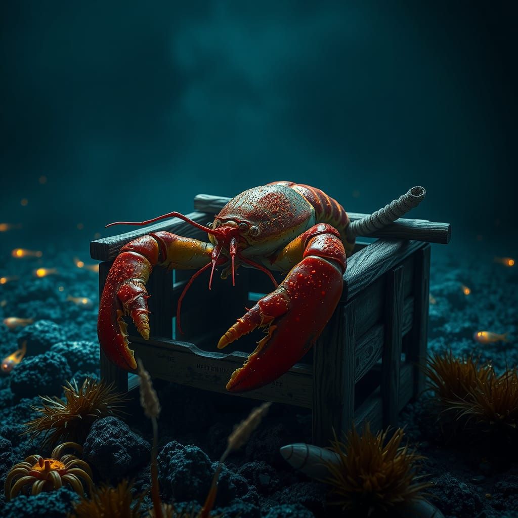 Lobster's Daring Escape on the Ocean Floor