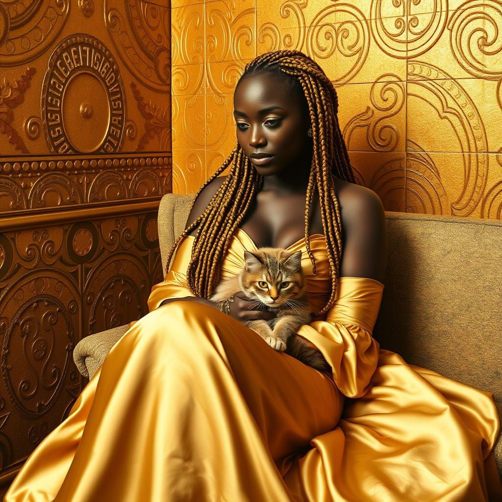 Regal Woman in Golden Opulence