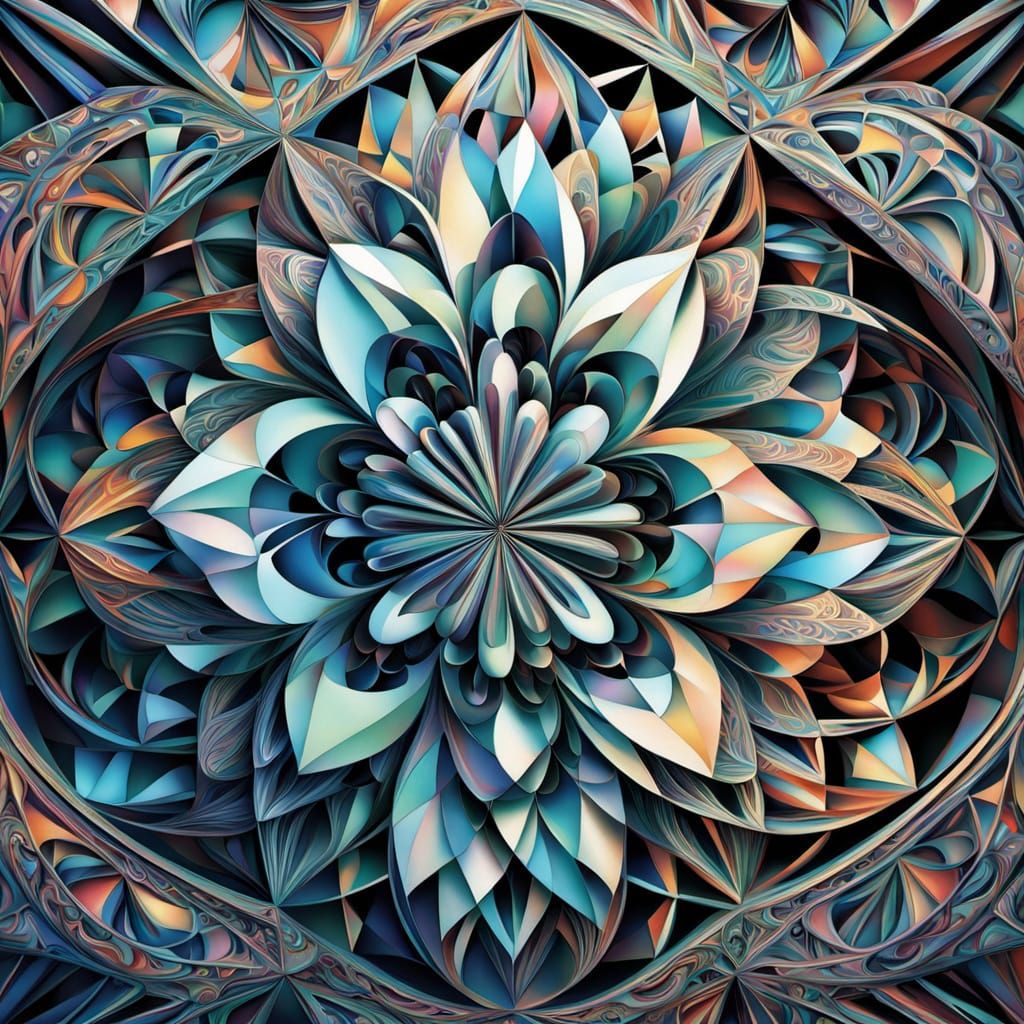 Vibrant Abstract Artwork with Intricate Fractal Patterns