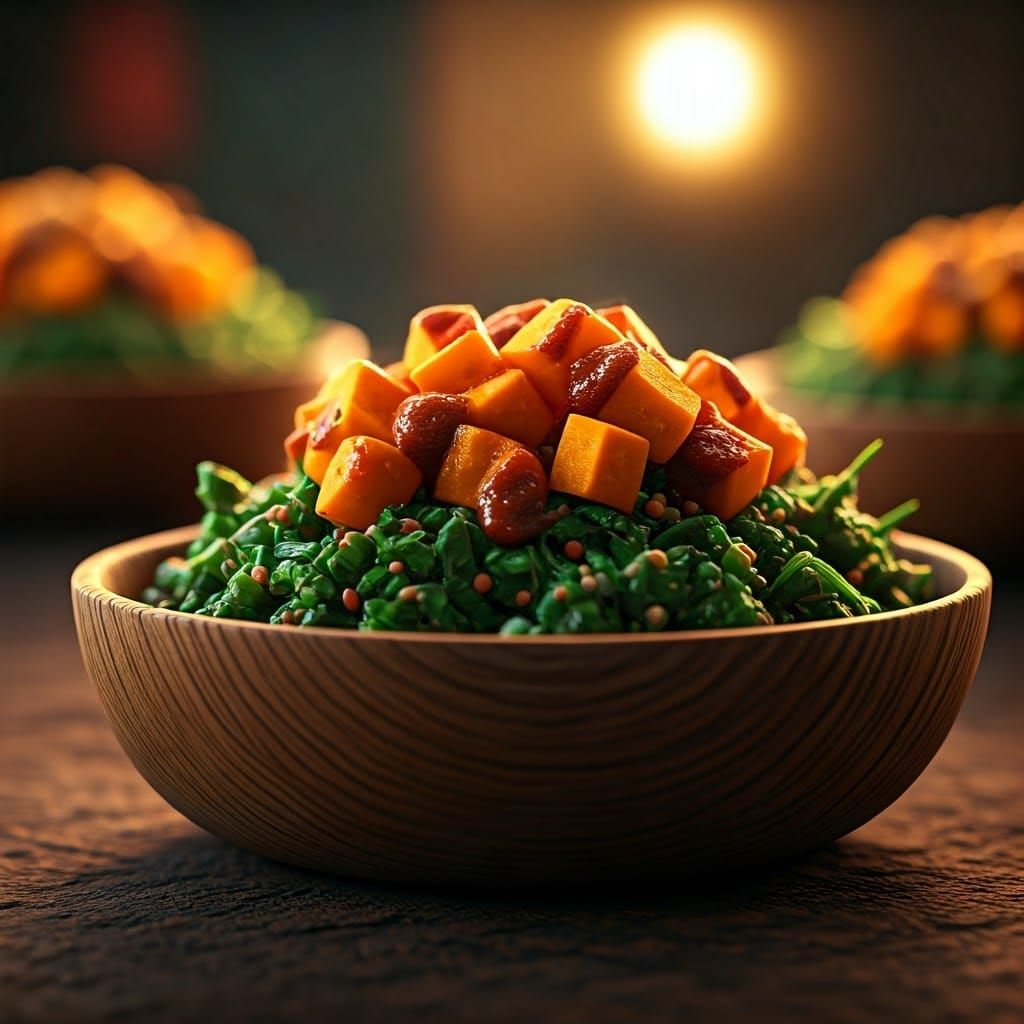 Harmonious Salads in Vibrant Wooden Bowls