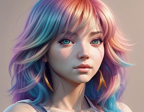 Rainbow Goddess Portrait in Volumetric Lighting