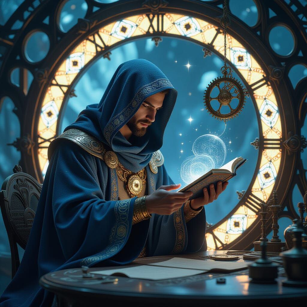 Celestial Clockmaker Crafting Timepieces in Art Nouveau Styl...