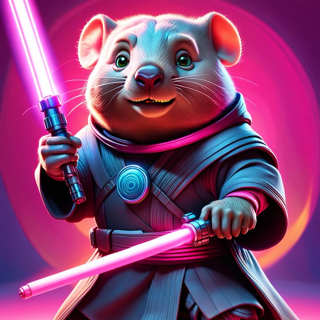 Wombat Jedi Knight in Pixar 3D Style