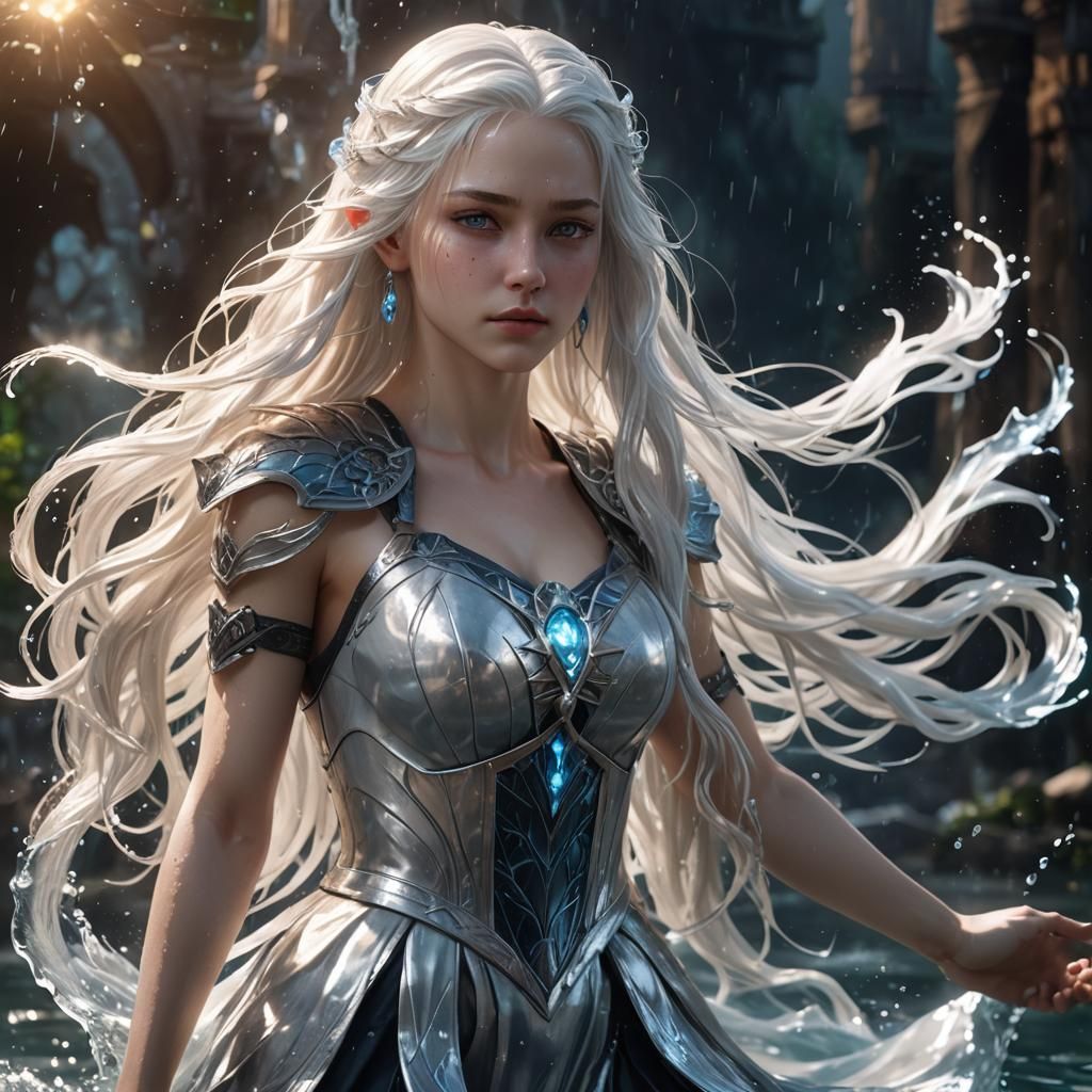 Teenage Water Goddess in Fantasy Concept Art