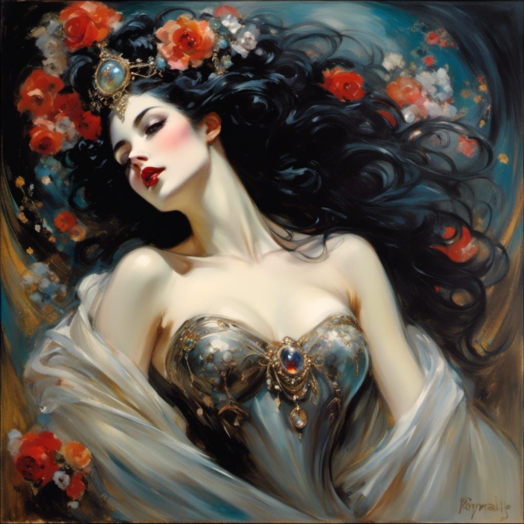 Gothic Vampire Portrait in Noir Style