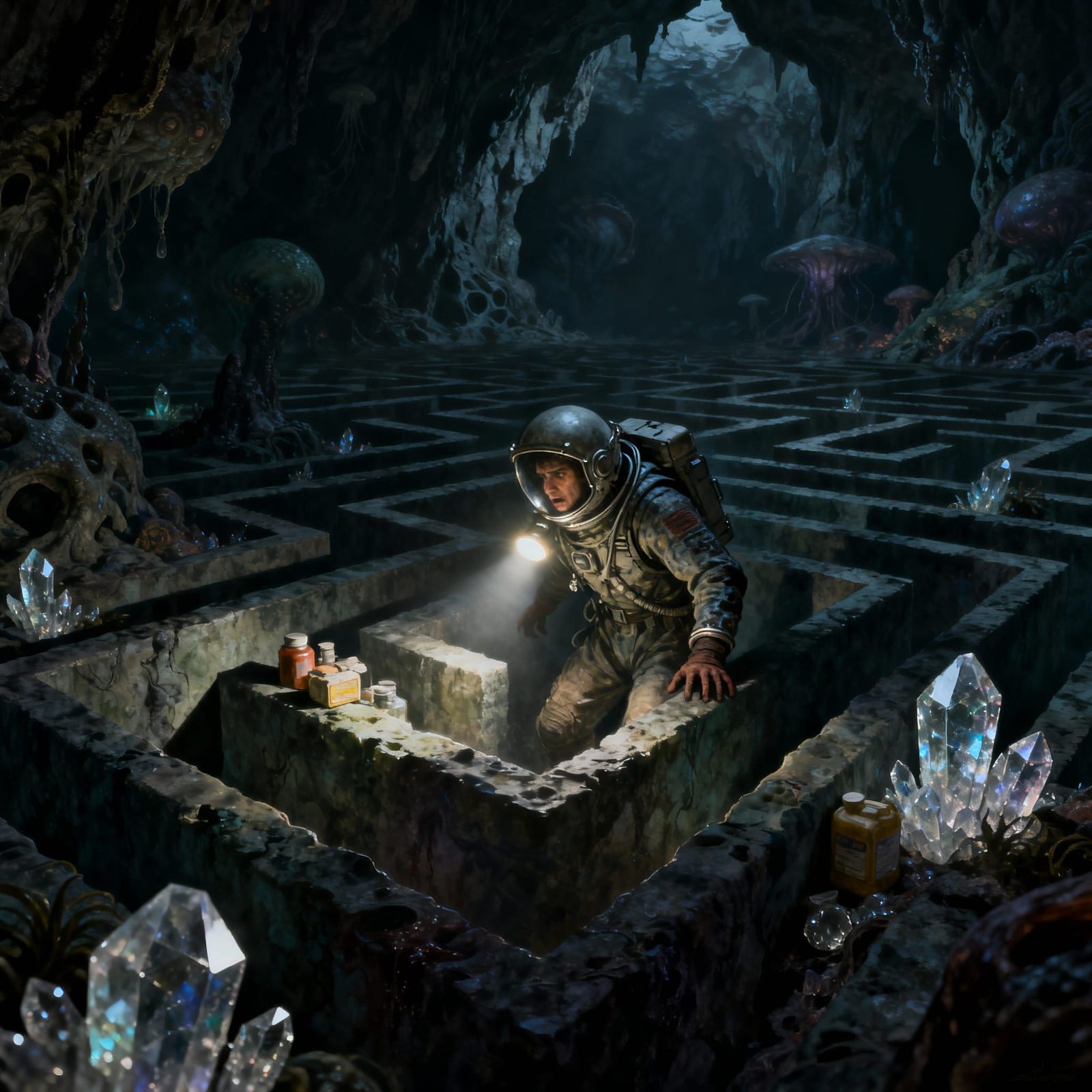 Crystal Hunter Trapped on Venus in Invisible Maze