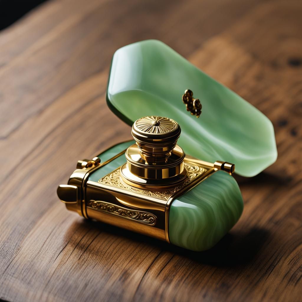 Vintage table lighter in light green onyx