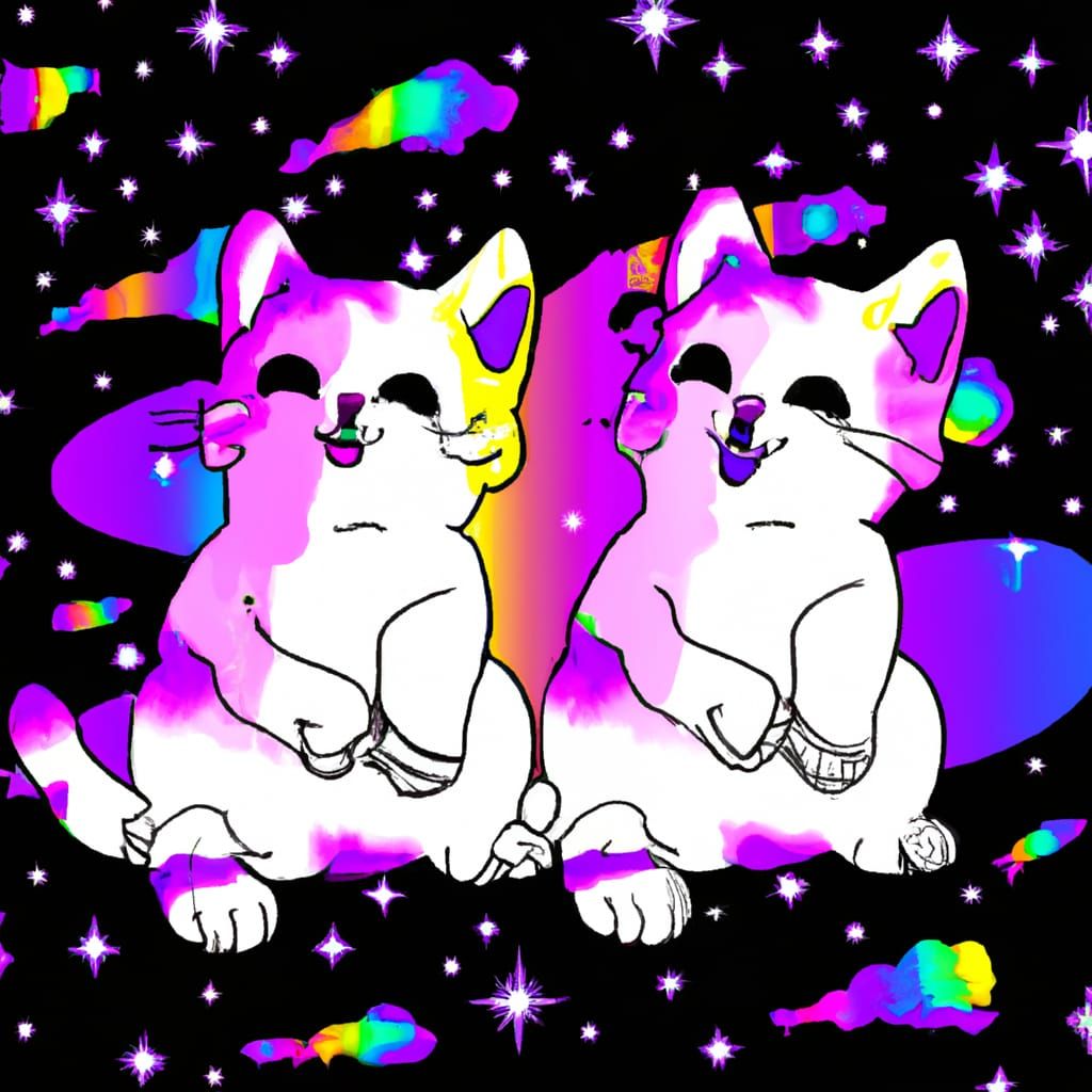 Cartoon Cats in Space: Vaporwave Astral Dream
