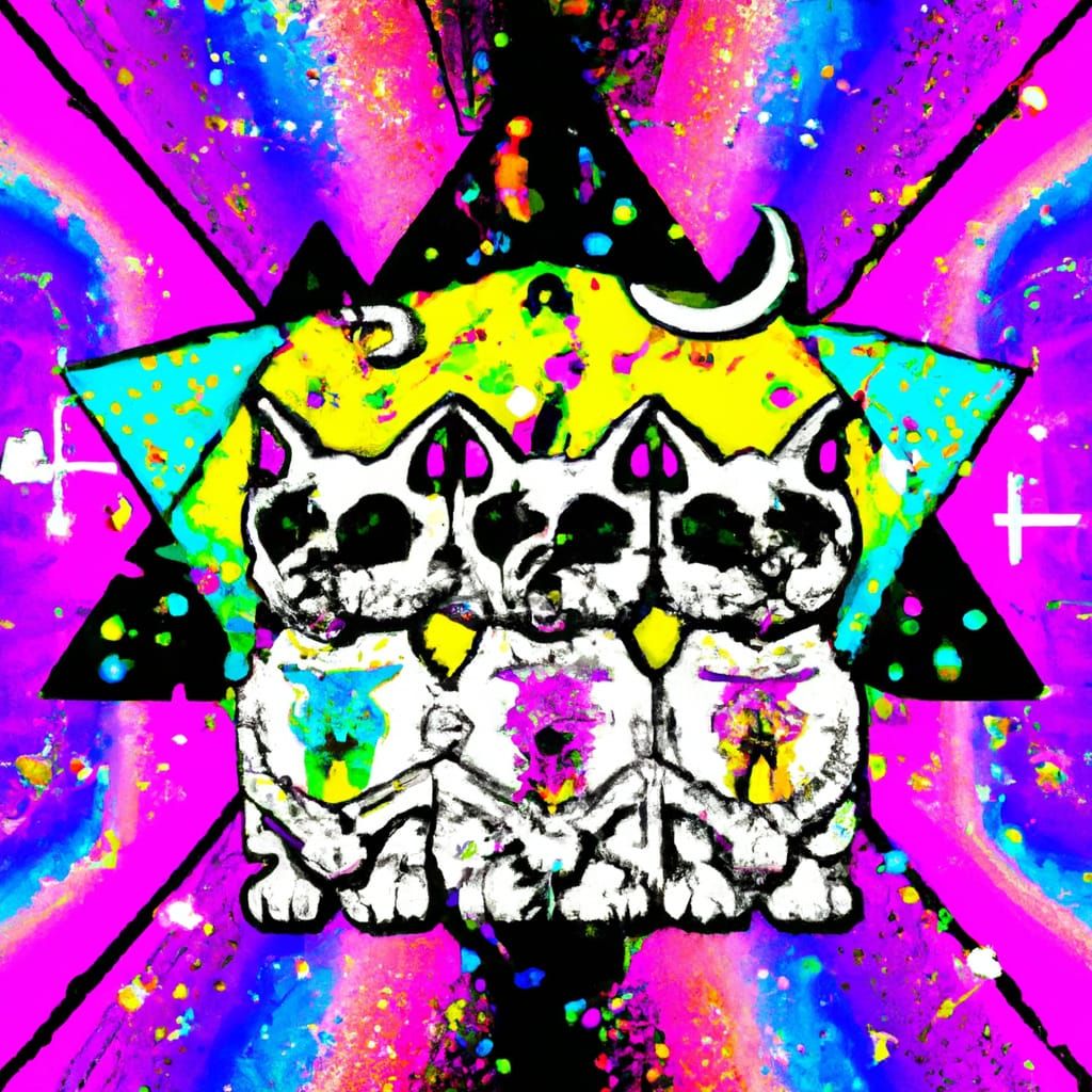 Cartoon Cats in Space with Vaporwave Aesthetic