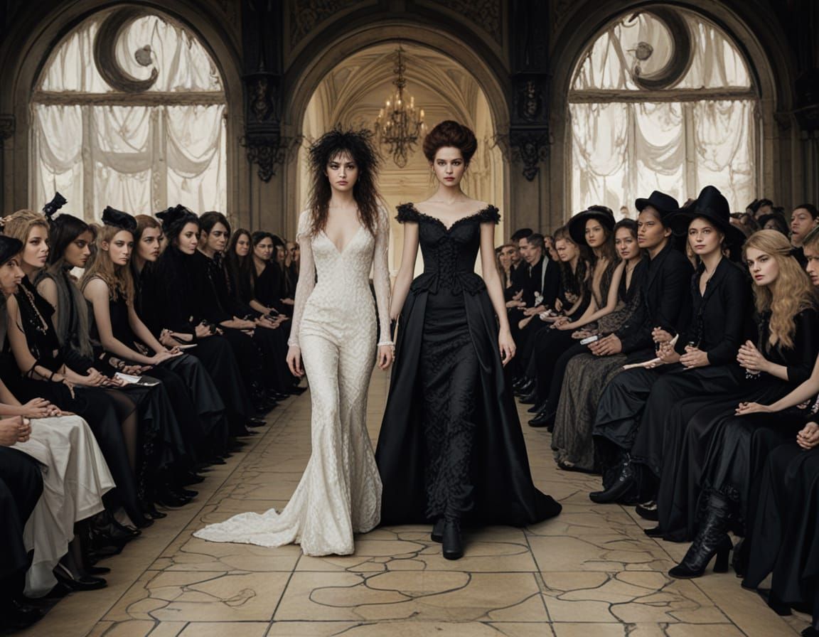 Gothic Fashion Show on a Dark Runway