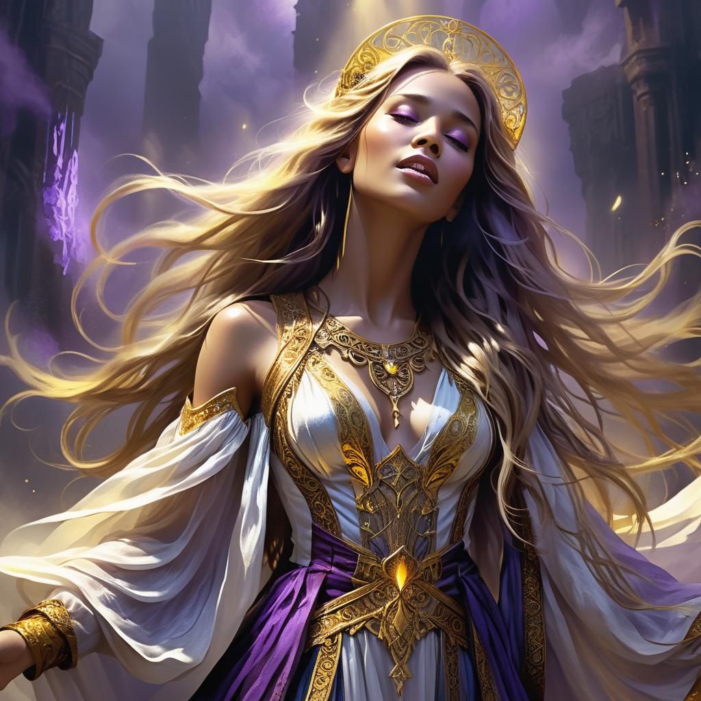 Angelic Singer Portrait in Dark Fantasy Art Nouveau Style