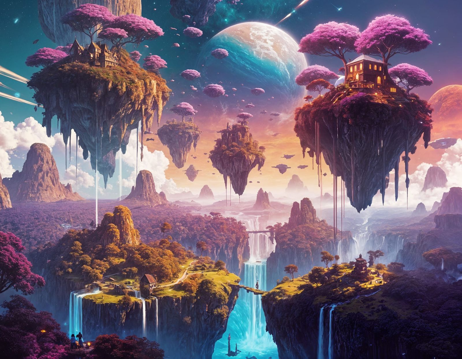Floating Islands at Universe Edge: Fantasy Landscape Art