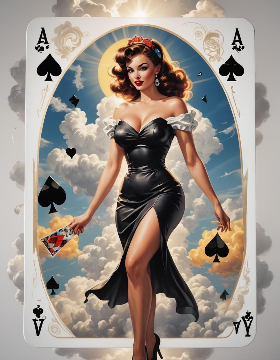 Ace of Spades Pinup Girl in Divine Light