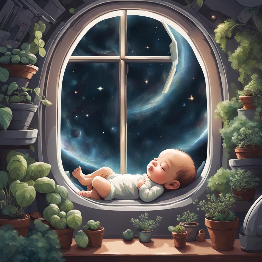 Baby Sleeps Soundly on Spaceship Journey