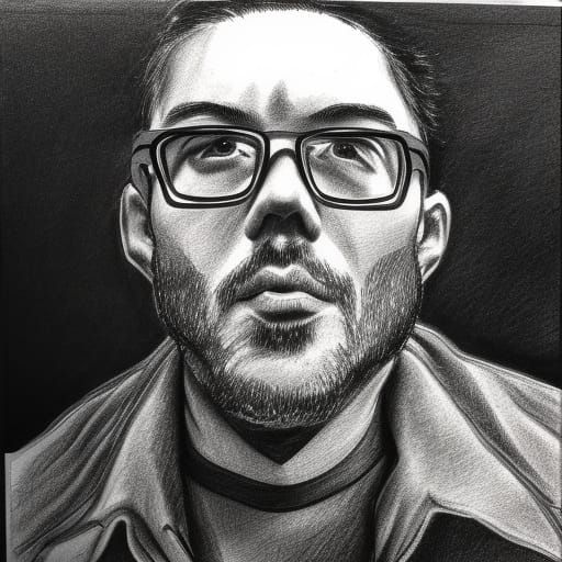 black and white ink drawing of a professor, Hyperrealistic, splash art, concept art, mid shot, intricately detailed, col...