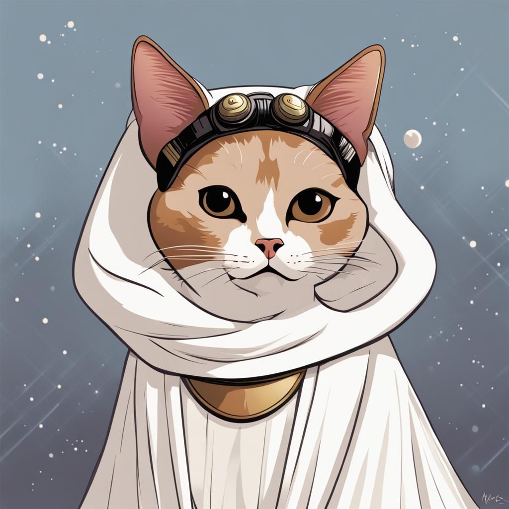 Princess Leia as a Cat Portrait