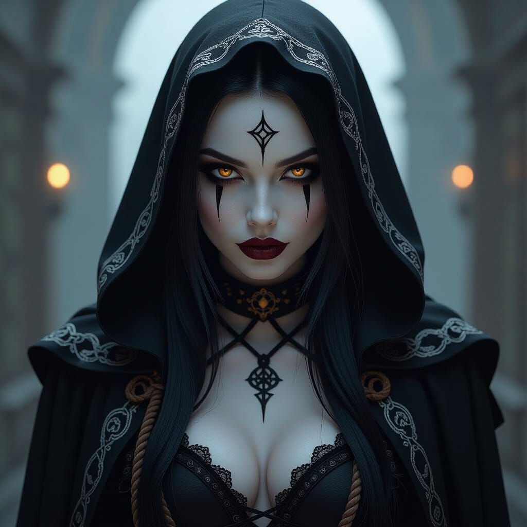 Gothic Sorceress with Glowing Eyes