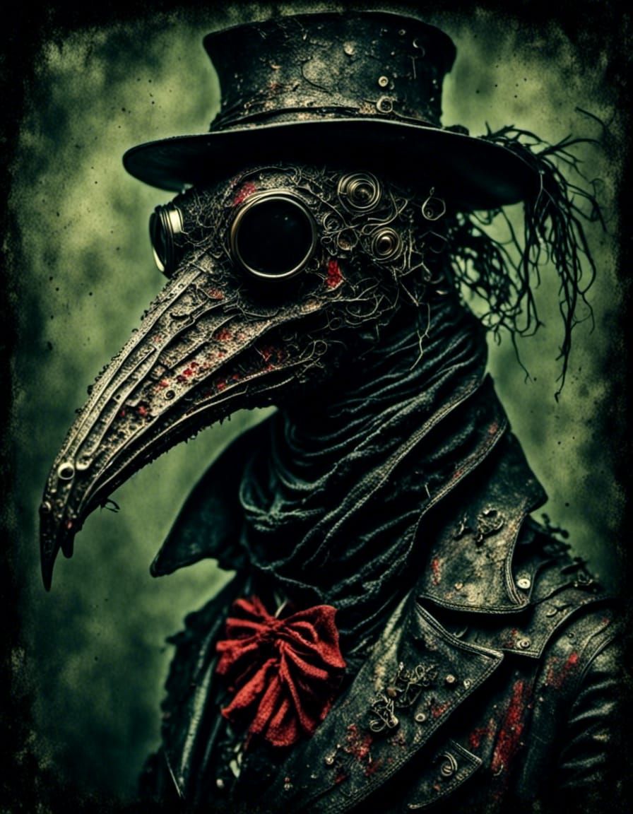 Rotting Plague Doctor Portrait in Gothic Art Style