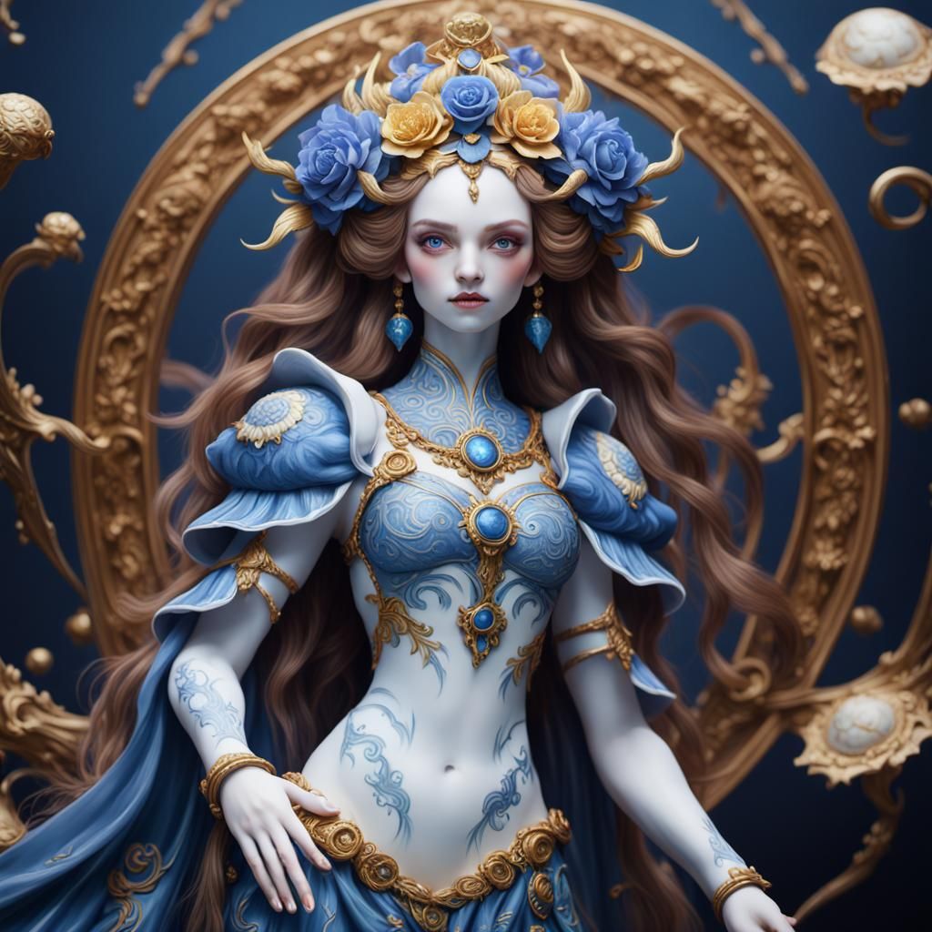 Porcelain Venusmon Doll: Detailed Matte Painting