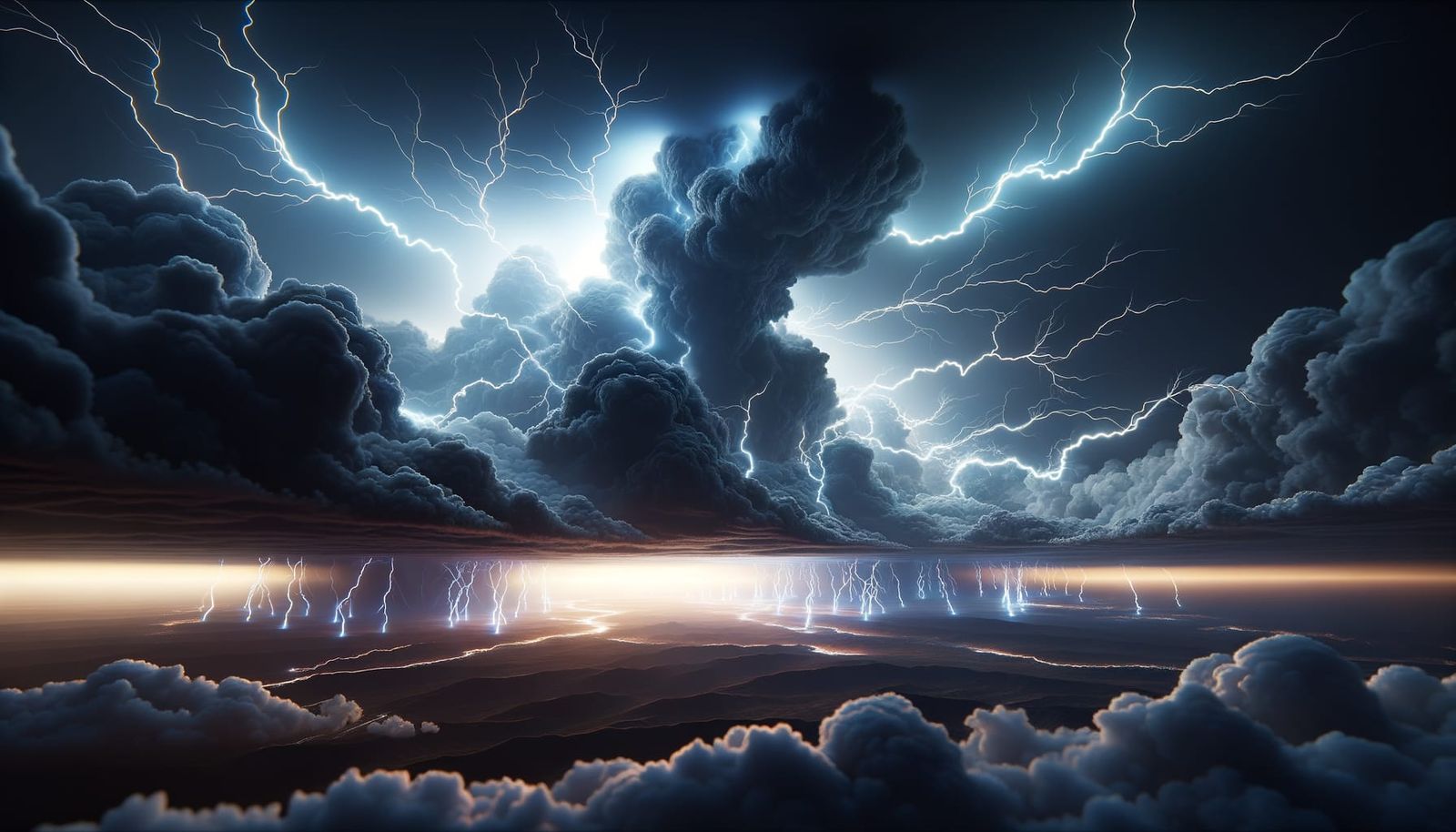 Realistic 3D Thunderstorm with Glowing Lightning