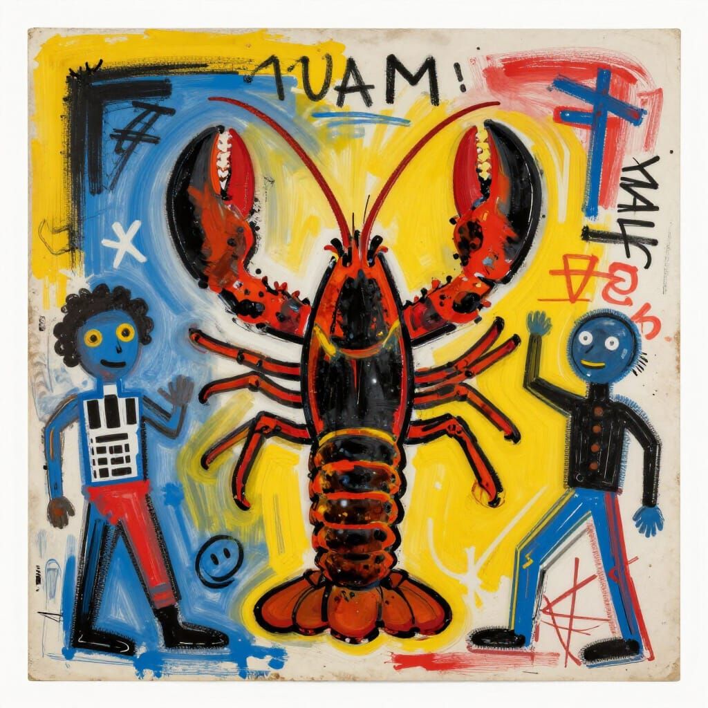 Maine Lobster in Basquiat Neo-Expressionist Style