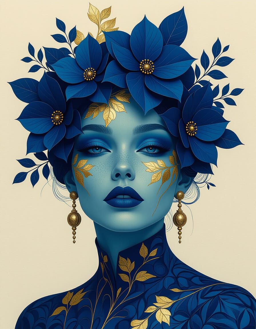 Biomorphic Sculpture with Gilded Breaks and Flora