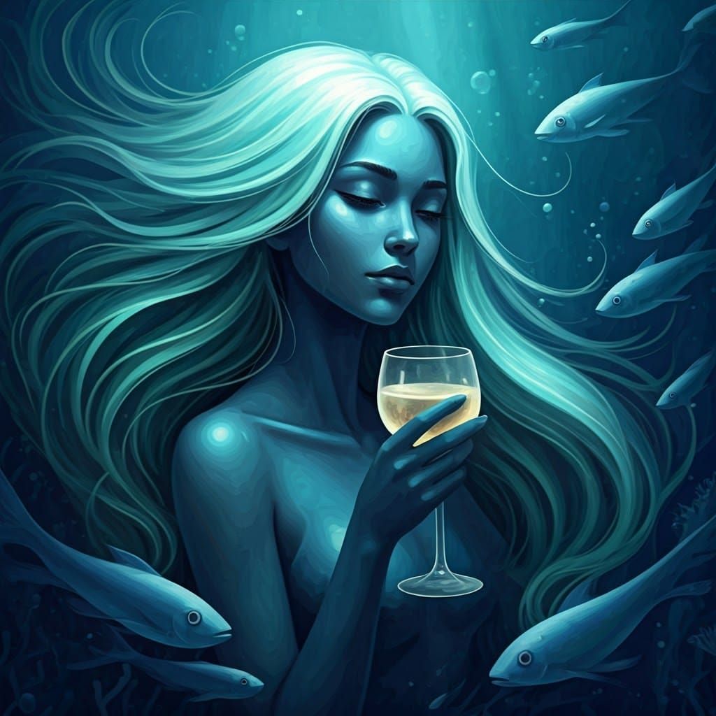 Dreamlike Underwater Scene in Vibrant, Painterly Style