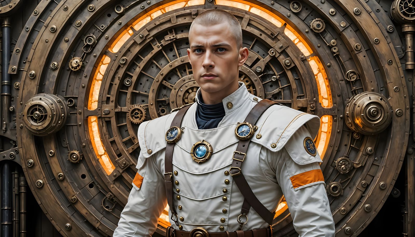 WWI Sailor Gazing into Steampunk Portal