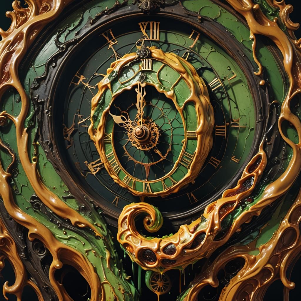 Gothic Surrealist Clock with Dripping Fluid
