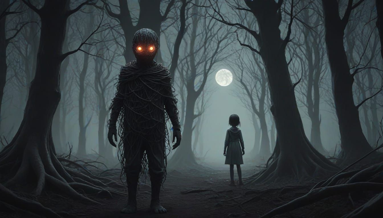 A faceless child standing alone