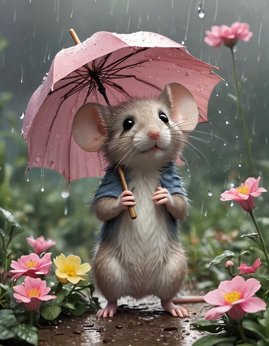 Cute Chibi Mouse in Storybook Illustration Style