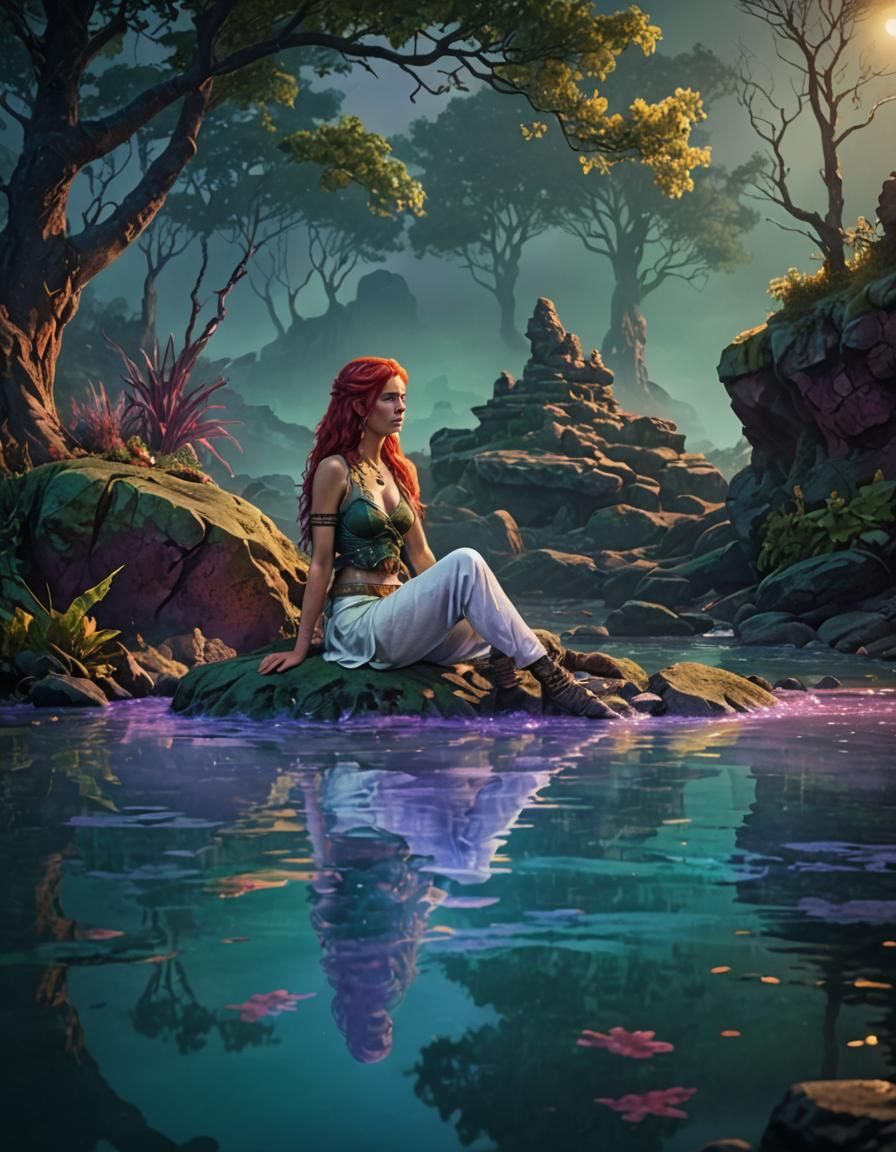 Hyperrealistic Siren in Post-Apocalyptic Twilight