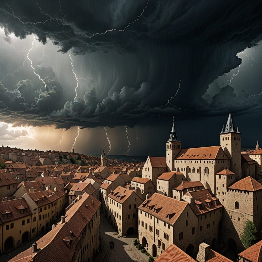 Eye of the Storm Over a Medieval City