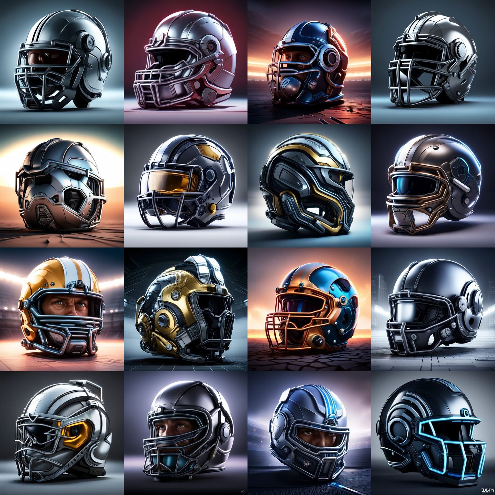Futuristic Nuneaton Jaguars Football Helmet in Sci-Fi Style
