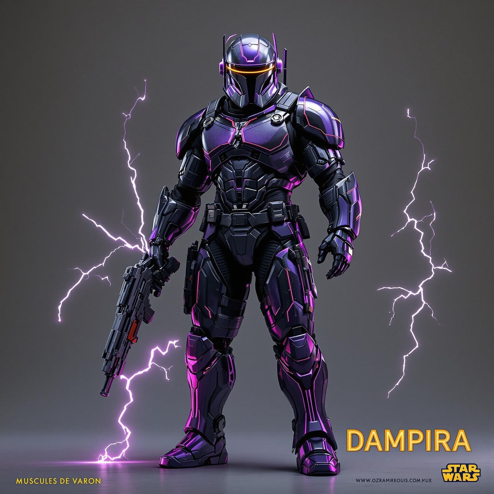 Cybernetic Bounty Hunter in Space Armor