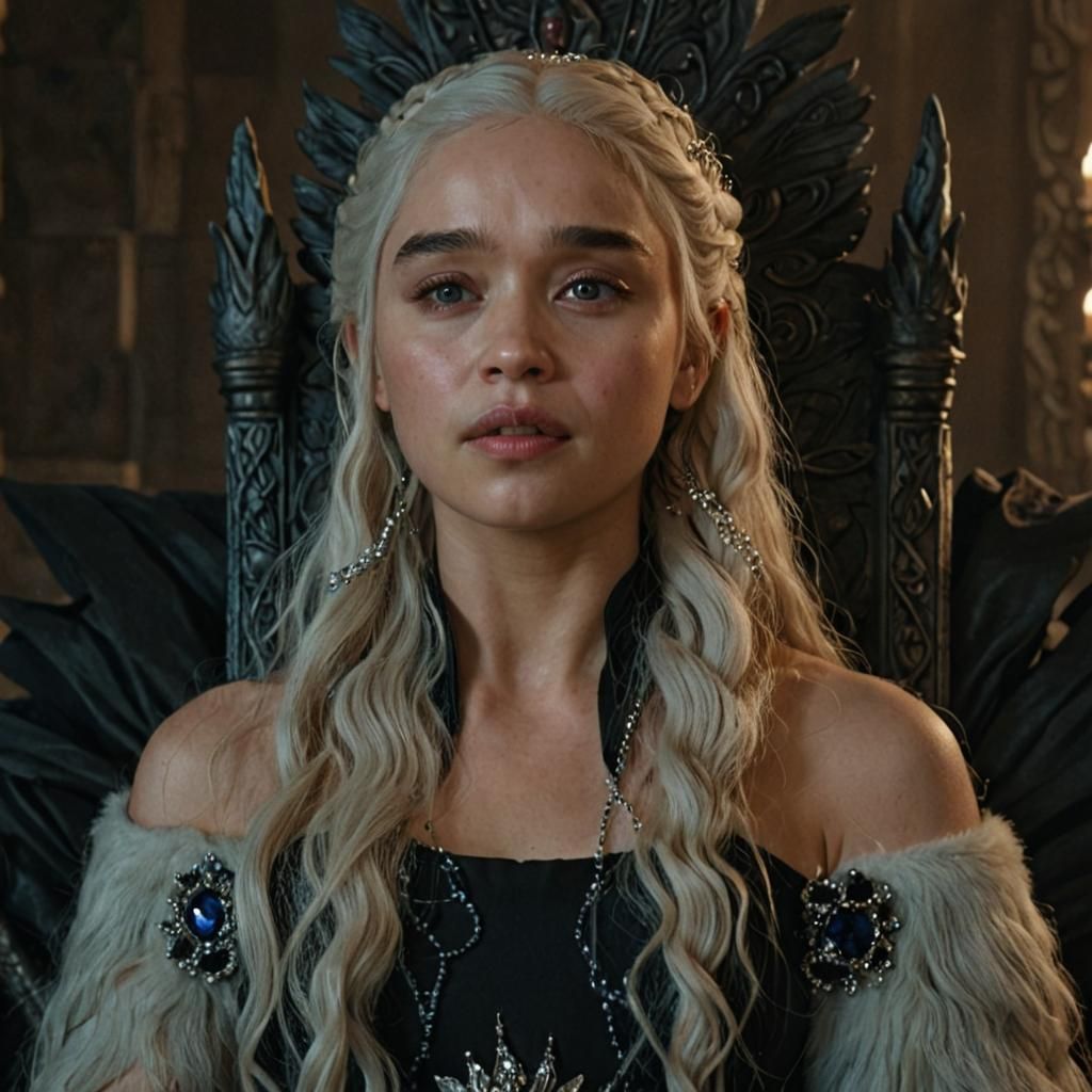 Daenerys Targaryen on Throne in Medieval Style