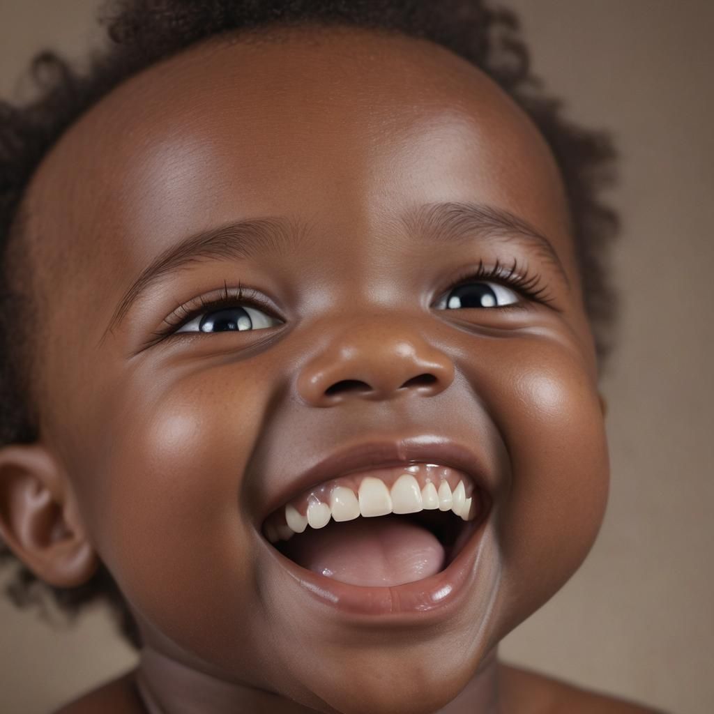 Joyful Black Baby Laughing Close-Up