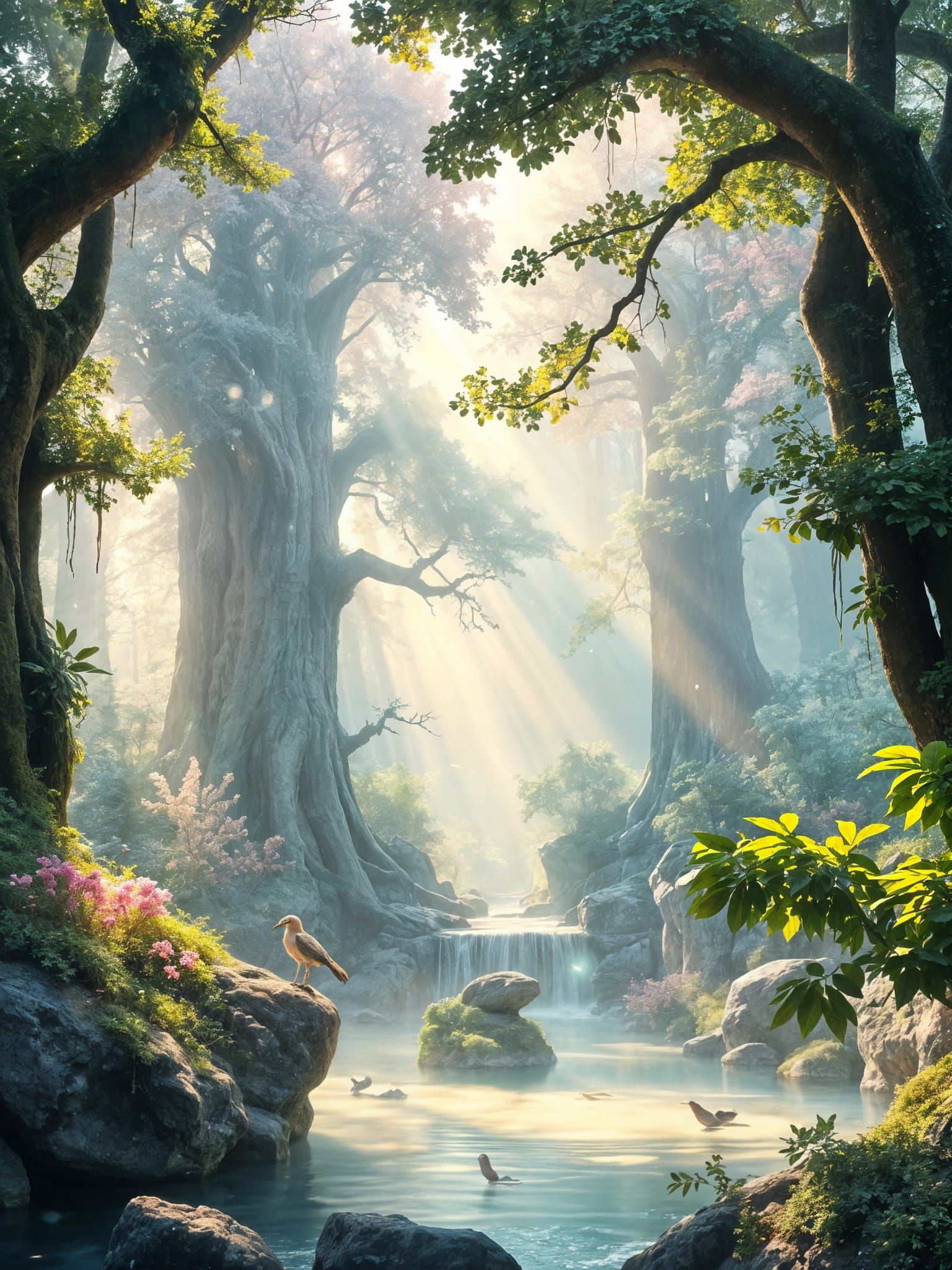 Whimsical Feywild Forest in Pastel Hues