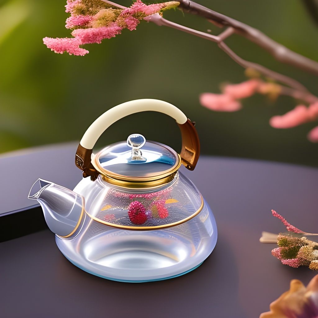Detailed Matte Painting of a Glass Tea Kettle