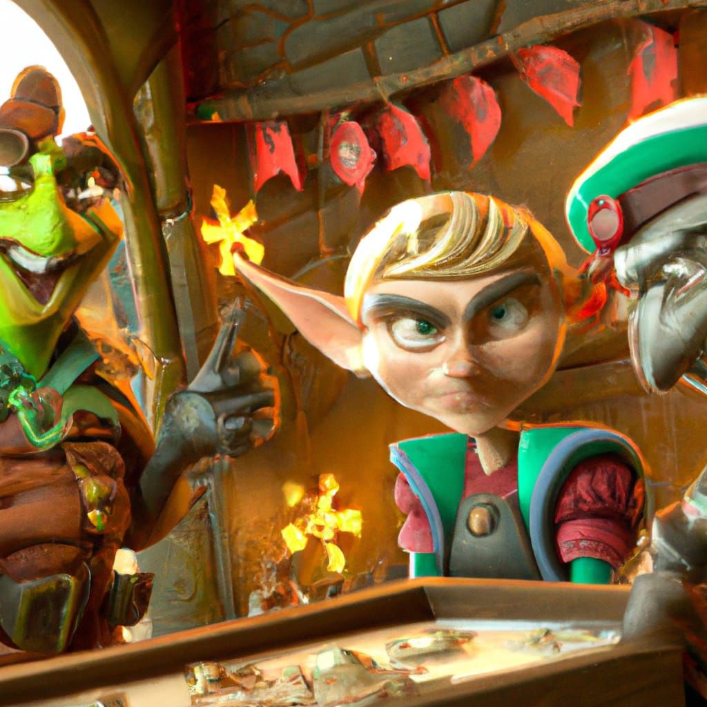 Elves Working in Santa's Workshop: 3D Digital Art