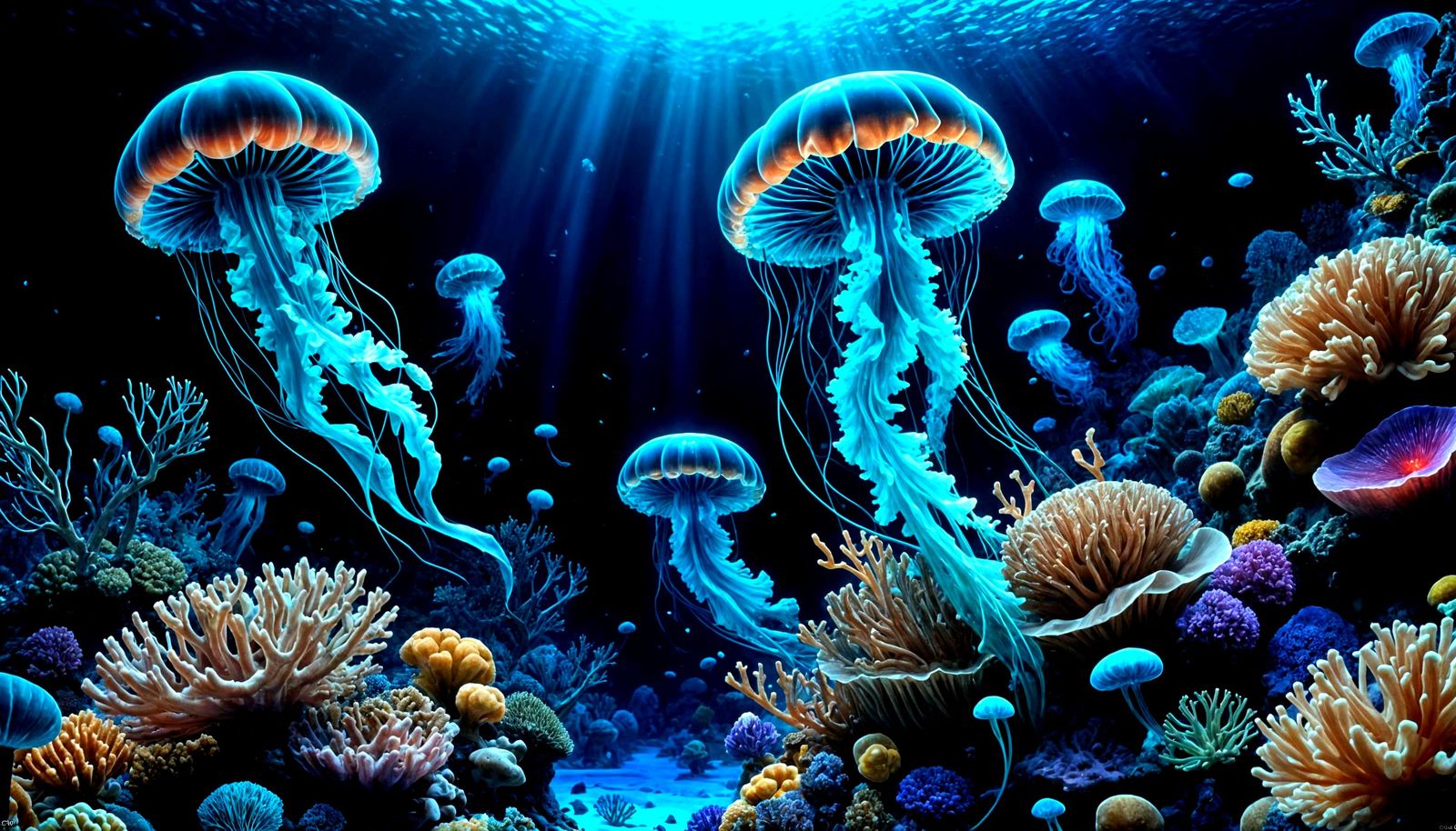Bioluminescent Coral Reef at Extreme Depths