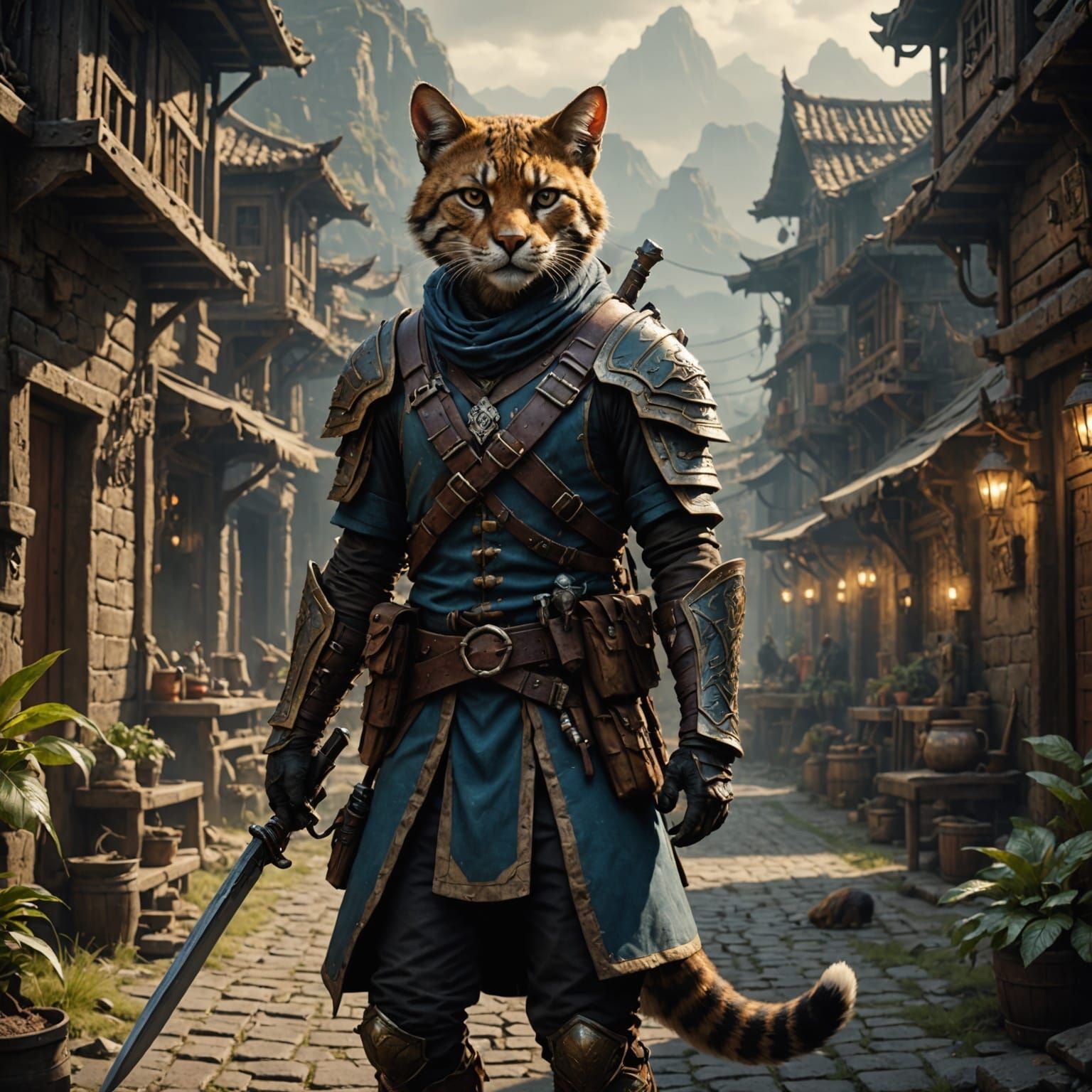 Epic Tabaxi Ranger in Digital Matte Painting
