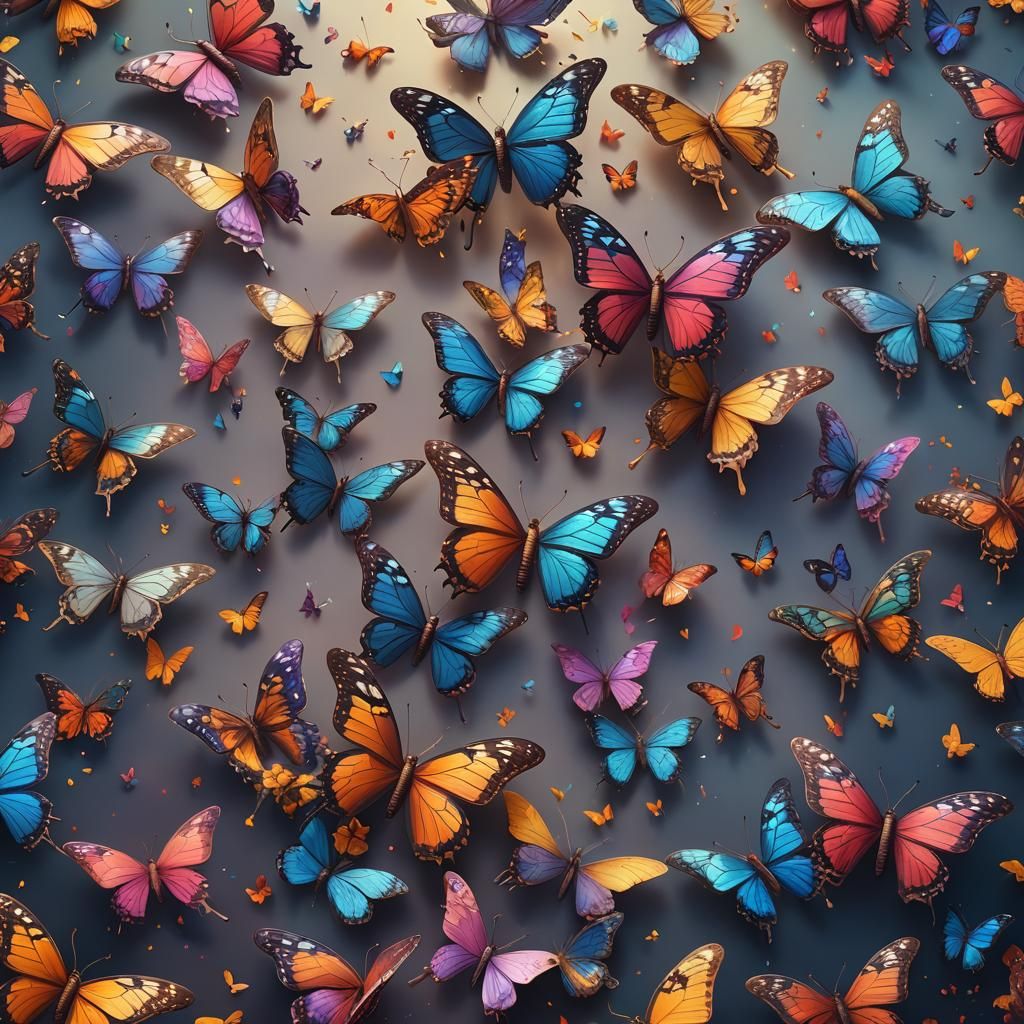 Dreamy Butterfly with Colorful Wings in Fantasy Art